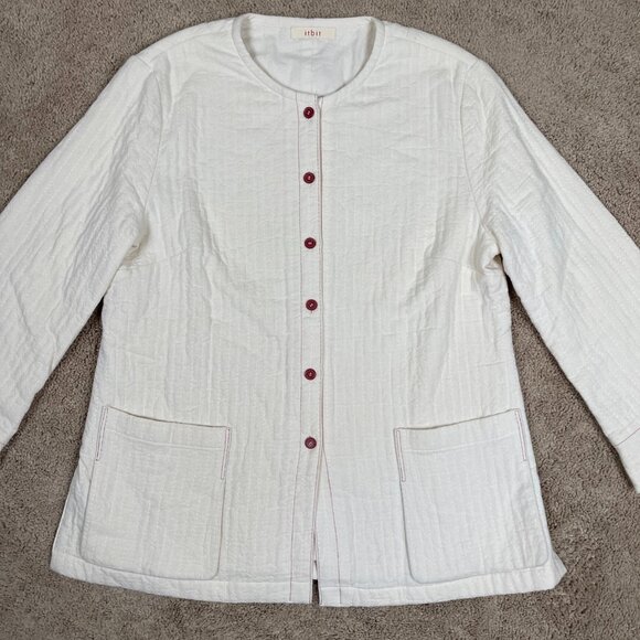 Itbit Jacket Womens L Beige Muslin Natural Fiber Bohemian Artsy Hippie Blazer - Picture 1 of 9